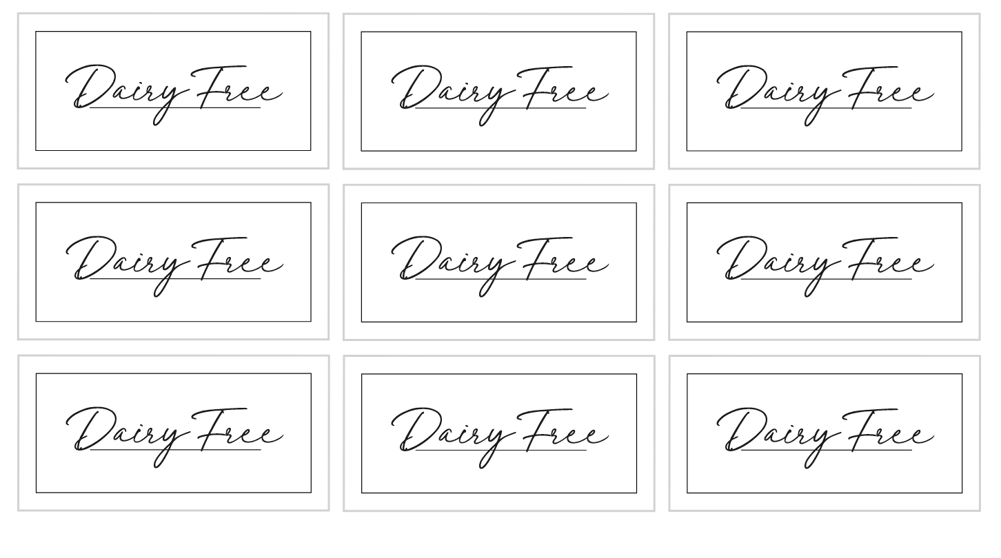 Dairy Free Labels