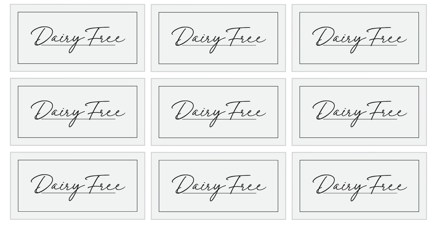 Dairy Free Labels