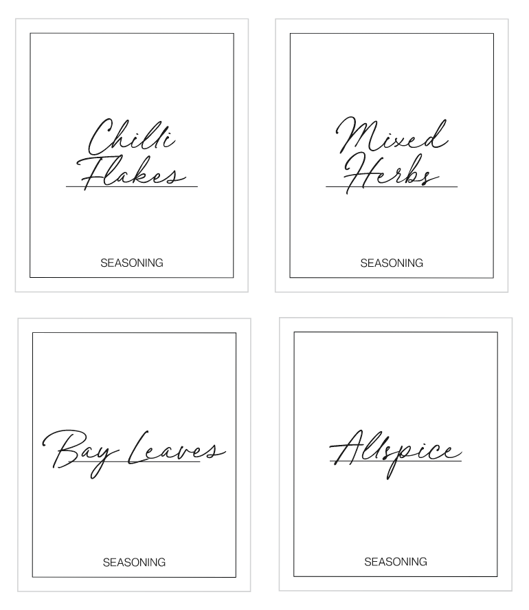 Minimalistic Spice Labels