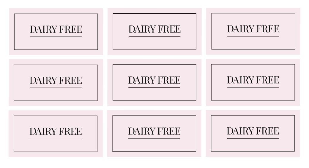 Dairy Free Labels