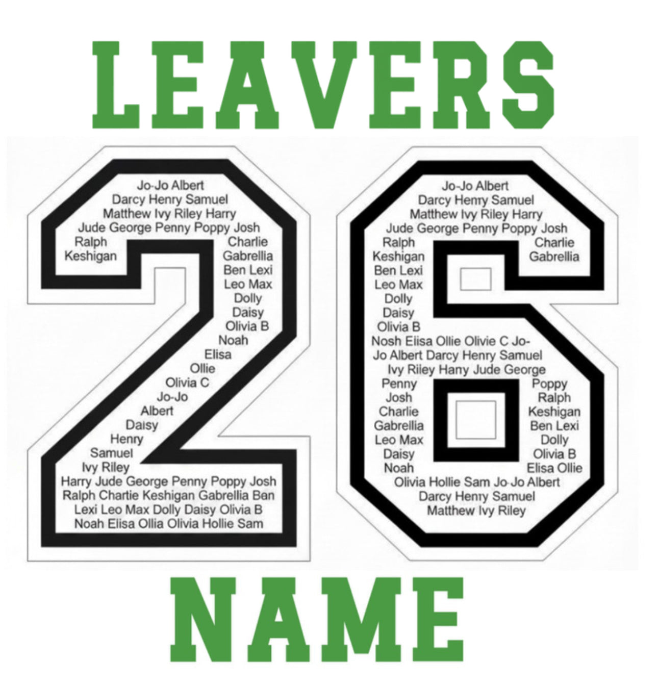 Leavers 26’ Memory Name Label