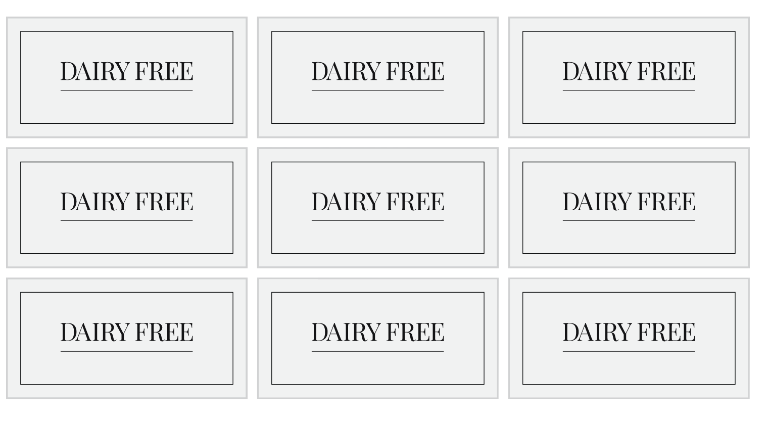 Dairy Free Labels