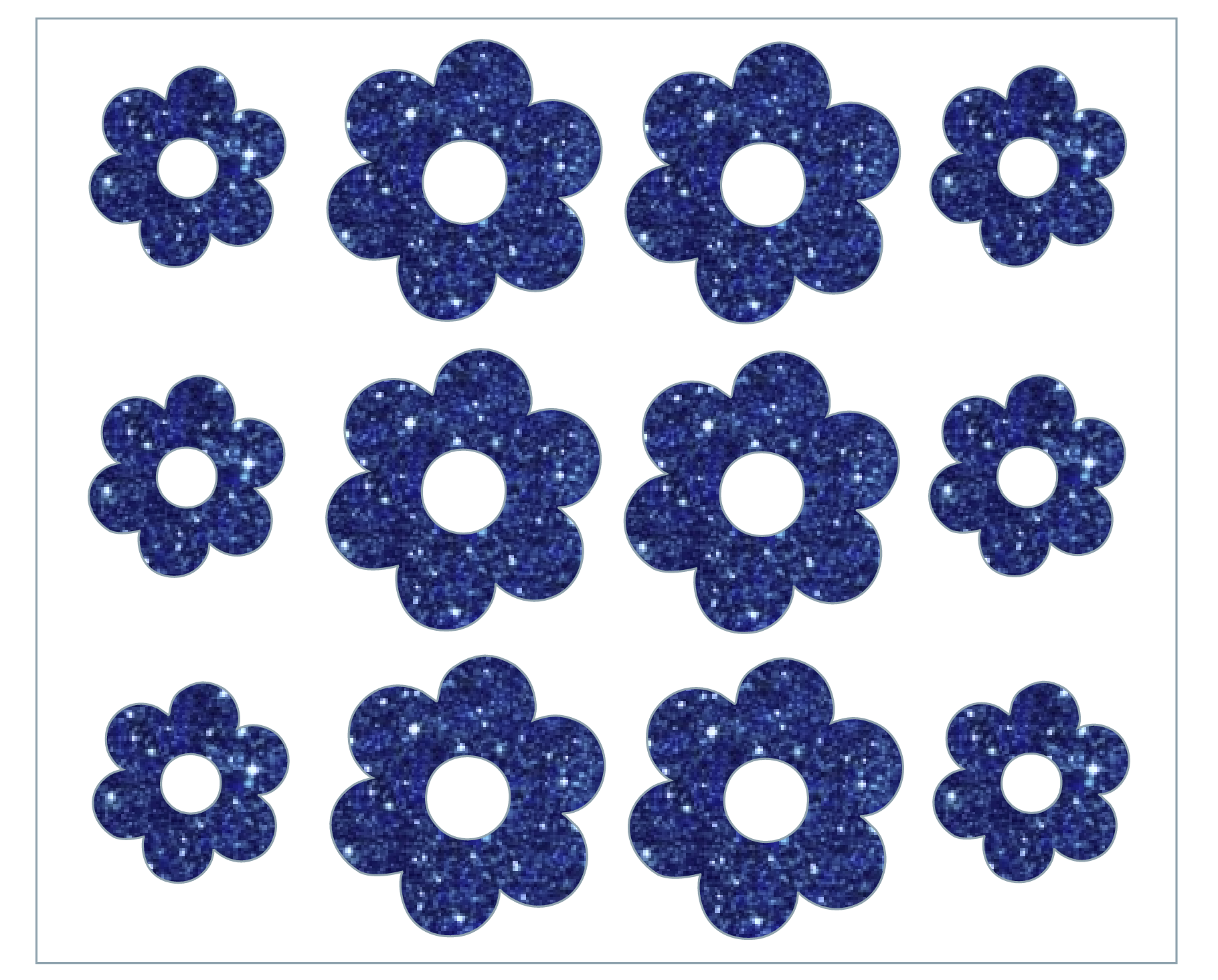 Blue Glitter Daisies Icon Pack