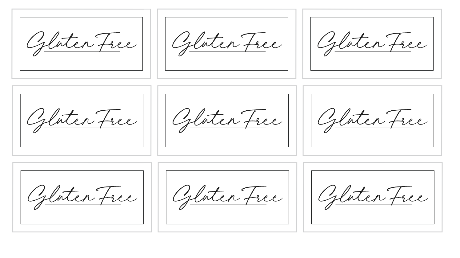 Gluten Free Labels