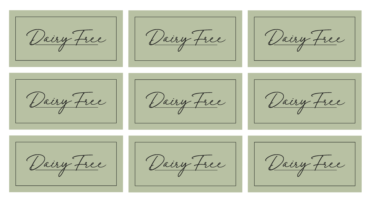 Dairy Free Labels