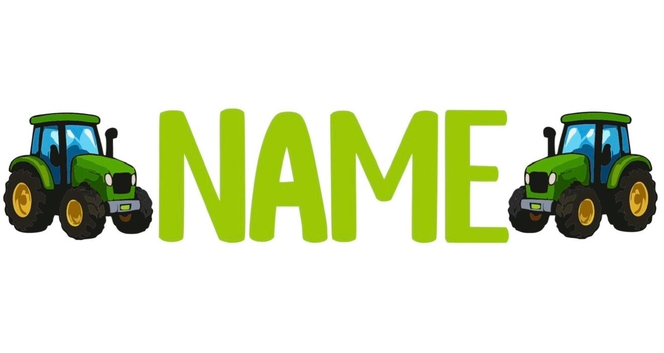 Green Tractor Name Label