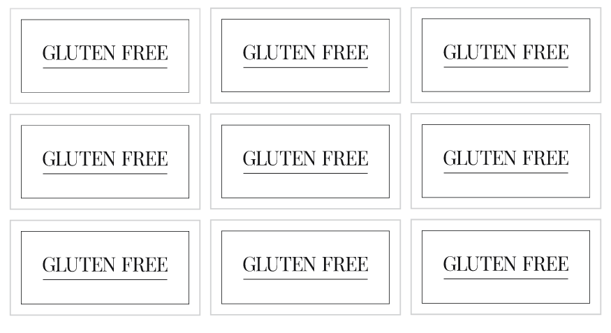 Gluten Free Labels