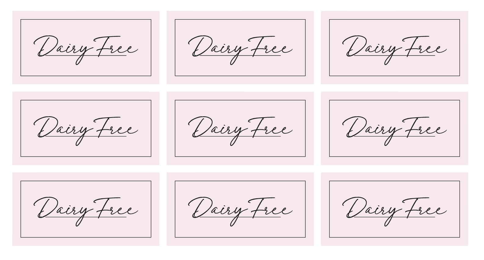 Dairy Free Labels