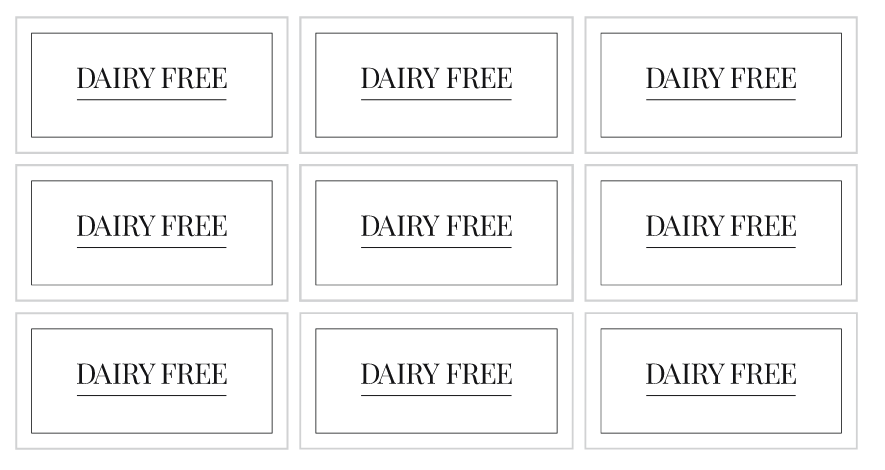 Dairy Free Labels