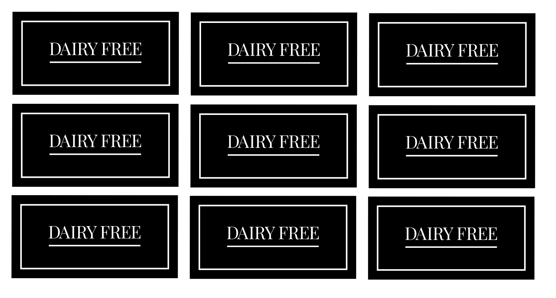 Dairy Free Labels