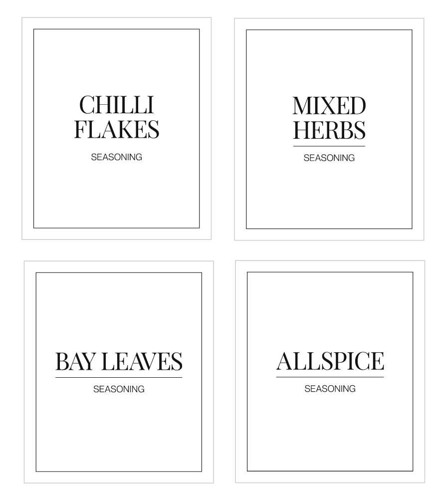 Minimalistic Spice Labels