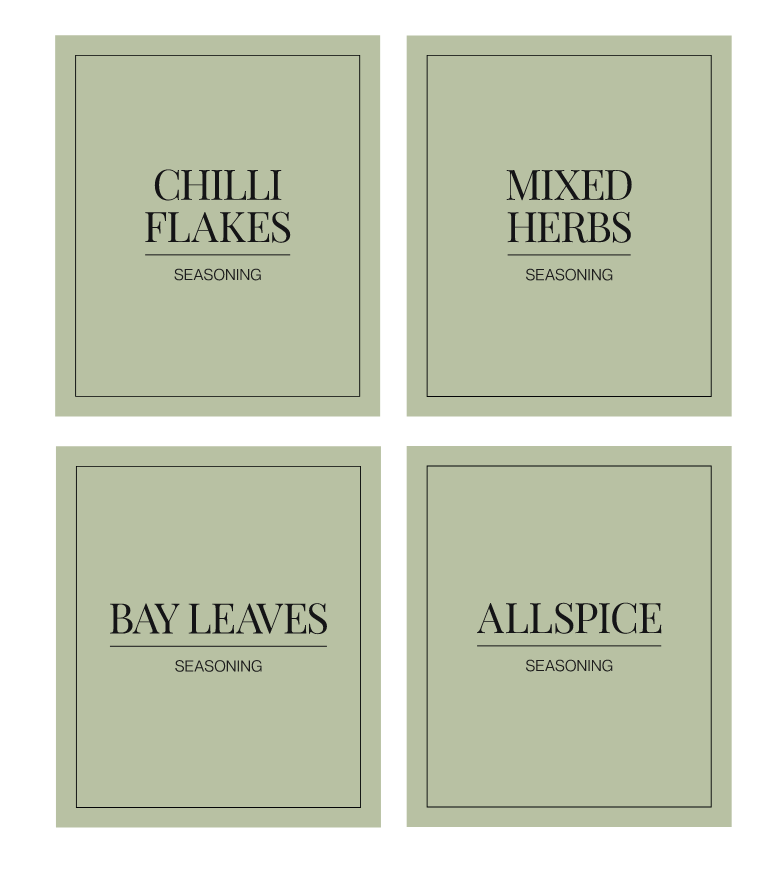 Minimalistic Spice Labels